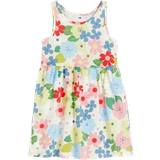H&M Girl's Patterned Cotton Dress - Natural White/Floral