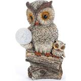 Gerson Solar Powered Resin Owl Statue