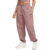 Pink - Women Trousers Nike Women's Sportswear Phoenix Fleece Oversized Sweatpants - Smokey Mauve/Black