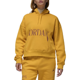 Nike Women - Yellow Jumpers Nike Women's Jordan Brooklyn Fleece Pullover Hoodie - Yellow Ochre/Dusty Peach