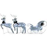 vidaXL Reindeer & Sleigh White Christmas Lamp 64cm 2pcs