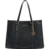Polyester Handbags River Island Jacquard RI Monogram Shopper Bag - Black