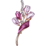 Men Brooches Sweet Flower Pin Brooch - Rose Gold/Purple/Transparent