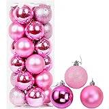 Pink Christmas Tree Ornaments Shatchi 30mm/12Pcs Baubles Shatterproof Christmas Tree Ornament