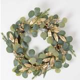 Decorations Homescapes Green & Gold Eucalyptus Christmas Wreath Decoration