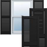 Window Shutters Ekena Millwork 25 Lifetime Open Louvered Vinyl Standard Cathedral Top Center Pair in Black