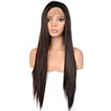 Wigs lace front wig for black women,Queen Dark Wig Pre Plucked Long Straight Half Handtied