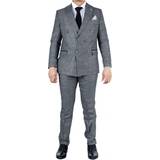 Men Suits Classic Double Breasted 2-Piece Suit Grey 42R