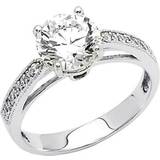 Women Rings Precious Stars Jewelry 14k White Gold 1/10ct TGW Round-cut Diamonette Engagement Ring