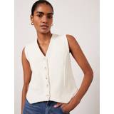 Women Suits on sale Mint Velvet Button Knit Waistcoat, White Ivory