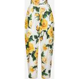 Women - Yellow Trousers Dolce & Gabbana High-waisted cotton pants multicolor