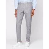 Clothing Ben Sherman Grey Orange Bold Check Skinny Fit Suit Trousers 42R Blue