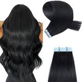 Softening Extensions & Wigs YILITE Tape in Hair Extensions 16 inch #1 Jet Black 20-pack