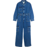 Shirt Collar Jumpsuits & Overalls River Island Denim Utility Jumpsuit - Blue