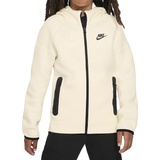 White Hoodies Children's Clothing Nike Older Kid's Sportswear Tech Fleece Full Zip Hoodie - Coconut Milk/Black/Black ( FD3285)