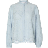 Breathable Blouses Selected Tatiana English Embroidery Shirt - Cashmere Blue