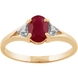 Red Jewellery Gemondo Classic Oval Ring - Gold/Ruby/Diamonds