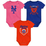 Orange Bodysuits Children's Clothing Outerstuff Infant Royal/Orange/Pink New York Mets Baseball Baby 3-Pack Bodysuit Set