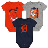 Orange Bodysuits Children's Clothing Outerstuff Infant Navy/Orange/Heathered Gray Detroit Tigers 3-Pack Change Up Bodysuit Set