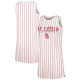 Nightgowns Concepts Sport Women's White St. Louis Cardinals Reel Pinstripe Knit Sleeveless Nightshirt