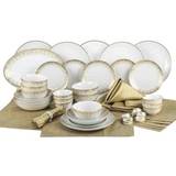 Porcelain Kitchen Accessories Waterside Gold Sparkle Dinner Set 50pcs