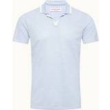 Linen - Men Polo Shirts Orlebar Brown Mens Soft Blue Felix Contrast-trim Linen Polo Shirt