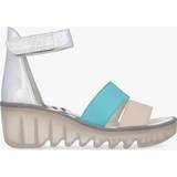Fly London Slippers & Sandals Fly London Cloud Turquoise Silver Tumbled Leather Low Wedge Sanda