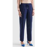 Trousers & Shorts United Colors of Benetton Trousers In Pure Linen With Elastic, XXS, Dark Blue, Women