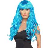 Blue Long Wigs Fancy Dress Smiffys Siren Wig Blue