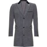 Grey - Men Coats Mens Peaky Blinder Long Crombie Overcoat Jacket Grey