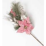 Green Decorations Homescapes Pink & Green Poinsettia Christmas Swag Decoration