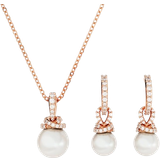 Adjustable Size Jewellery Sets Swarovski Originally Necklace & Earrings Set - Rose Gold/Pearls/Transparent