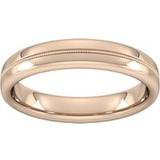 Goldsmiths 4mm Slight Court Extra Heavy Milgrain Centre Wedding Ring In Carat Rose Ring
