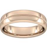 Goldsmiths 6mm Shape Heavy Milgrain Centre Wedding Ring In Carat Rose Ring