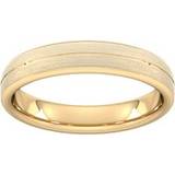 Goldsmiths 4mm Slight Court Extra Heavy Centre Groove With Chamfered Edge Wedding Ring In Carat Yellow Ring