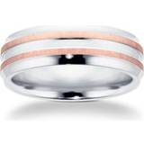 Goldsmiths 7mm Gents Titanium Wedding Ring With Carat Rose Lines Ring R