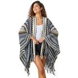Capes & Ponchos Roman Zig Zag Fringe Detail Knitted Cape Black One