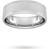 Goldsmiths 7mm Shape Heavy Matt Centre With Grooves Wedding Ring In Carat White Ring