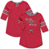 Colosseum Toddler Heathered Ohio State Buckeyes Poppin Sleeve Stripe Dress - Scarlet