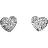 Guess Heart Stud Earrings - Silver/Transparent