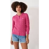 Women Cardigans Crew Clothing Summer Heritage Cable Knit Cardigan, Bright Pink