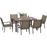 Rectangular Patio Dining Sets Garden & Outdoor Furniture OutSunny 7 PCs Garden Patio Dining Set, 1 Table incl. 6 Chairs