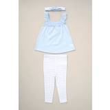 Blue Other Sets Children's Clothing Broderie and Striped 3-Piece Top, Leggings and Headband Outfit Set Baby Blue 18-24