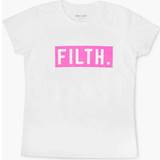 Clothing Ladies FILTH. Tee White With Pink Logo