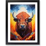 Natur Pur Buffalo Hard Edge Painting No.3 Black Framed Art 34x46cm