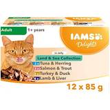 IAMS Cats Pets IAMS Delights Complete Wet Cat Food for Adult 1+ Fish Variety Jelly Multipack