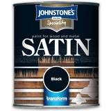 Johnstones Satin Wood Paint Black 0.75L