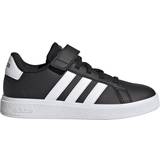 Adidas Children's Shoes adidas Kid's Grand Court Elastic Lace & Top Strap - Core Black/Cloud White/Core Black