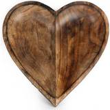 Brown Bowls Wooden Heart Solid Carved Mango Fruit Bowl
