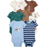 Carter's Baby Short Sleeve Bodysuits 5-pack - Blue/Brown